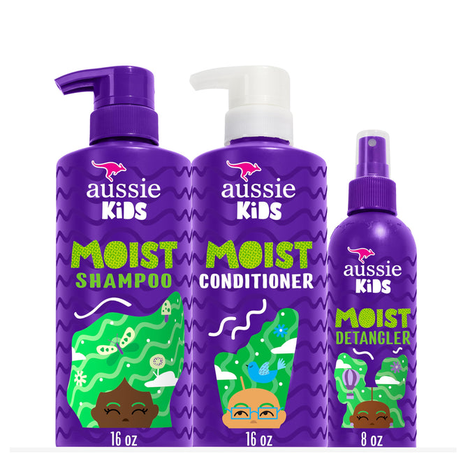 Aussie Kids Moist Detangler Pack for Kids, Shampoo & Conditioner, 475 mL each + Detangler Spray, 236 mL 🍁 All In One Marketplace Canada
