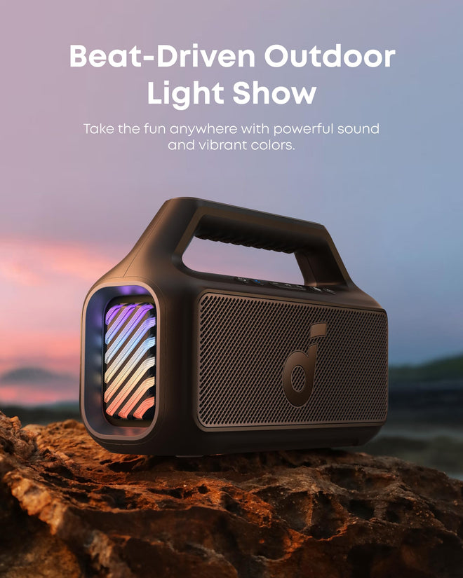 soundcore Boom 2 Outdoor Speaker, 80W, Subwoofer, BassUp 2.0, 24H Playtime, IPX7 Waterproof, Floatable, RGB Lights, USB-C, Custom EQ, Bluetooth 6.0, Portable, Camping, Beach, and Backyard-Black 🍁 All In One Marketplace Canada