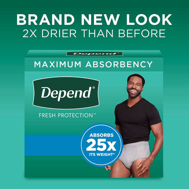 Depend Fresh Protection Adult Incontinence Underwear for Men (Formerly Depend Fit-Flex), Disposable, Maximum, Extra-Large, Grey, 36 Count 🍁 All In One Marketplace Canada