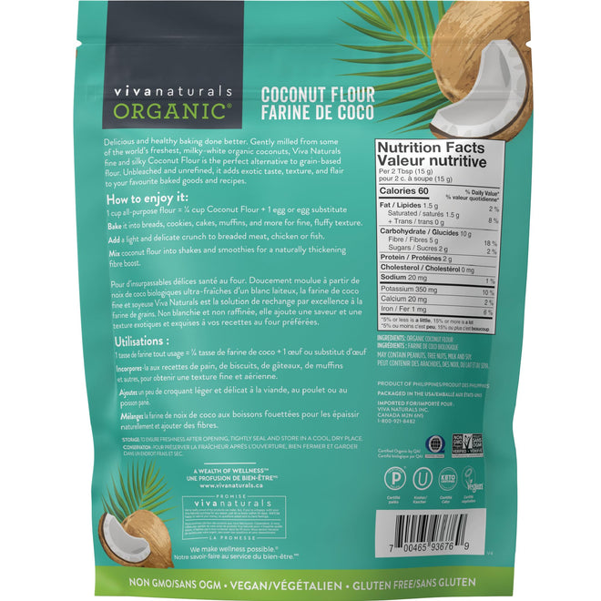 Viva Naturals Organic Coconut Flour, Gluten-Free, Unbleached & Unrefined, 4 LB 🍁 All In One Marketplace Canada