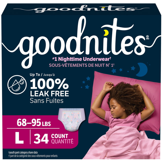 GoodNites Girls' Bedwetting Night Time Underwear, Large, 34 Ct, Giga Pack 🍁 All In One Marketplace Canada