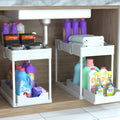 DEKAVA Under Sink Organizer 2 Pack, Bathroom Organizes, 2 Tier Sliding Cabinet Basket Organizer Drawer, Multi-Purpose Bath Collection Baskets for Bathroom (White) 🍁 All In One Marketplace Canada