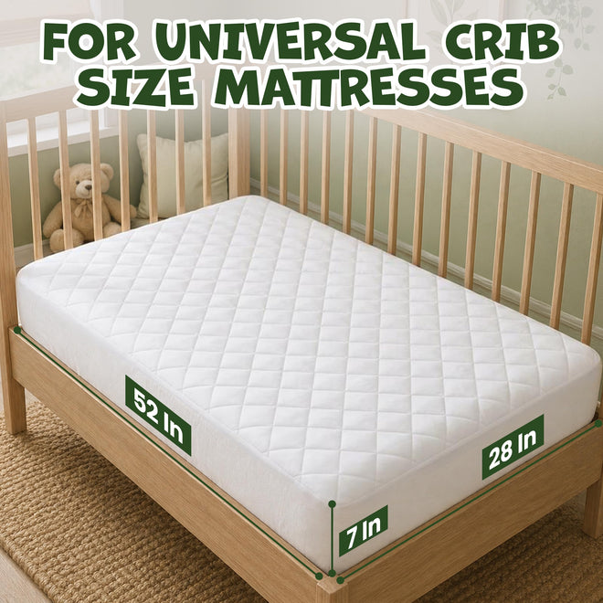 Utopia Bedding Waterproof Crib Fitted Mattress Protector (Pack of 2) - Toddler and Baby Crib Mattress Pad Cover - Soft and Breathable with 7 Inches Deep Skirt (White, 28" x 52") 🍁 All In One Marketplace Canada
