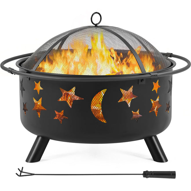 Yaheetech 30in Fire Pits with Poker & Spark Screen Deep Large Fire Bowl 🍁 All In One Marketplace Canada