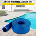 VEVOR Discharge Hose, 1-1/2" x 100', PVC Fabric Lay Flat Hose, Heavy Duty Backwash Drain Hose with Clamps, Weather-Proof & Burst-Proof, Ideal for Swimming Pool & Water Transfer, Blue 🍁 All In One Marketplace Canada