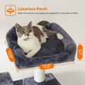 Feandrea Cat Tree Tower, 143 cm, 2 Perches, Hammock, Smoky Gray 🍁 All In One Marketplace Canada