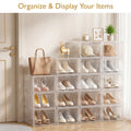 Thicken & Sturdy Clear Shoe Storage Organizer with Magnetic Door, Stackable Boxes for Closet, Foldable Space-Saving Shoe Rack for Sneaker Boot Container, Plastic Shoe Cabinet Shoe Box 6 Pack, White 🍁 All In One Marketplace Canada