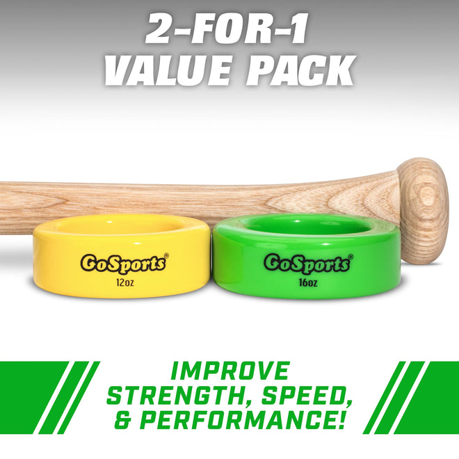 GoSports Baseball and Softball Bat Weights - 2 Pack Baseball Donuts - 16 oz & 12 oz 🍁 All In One Marketplace Canada