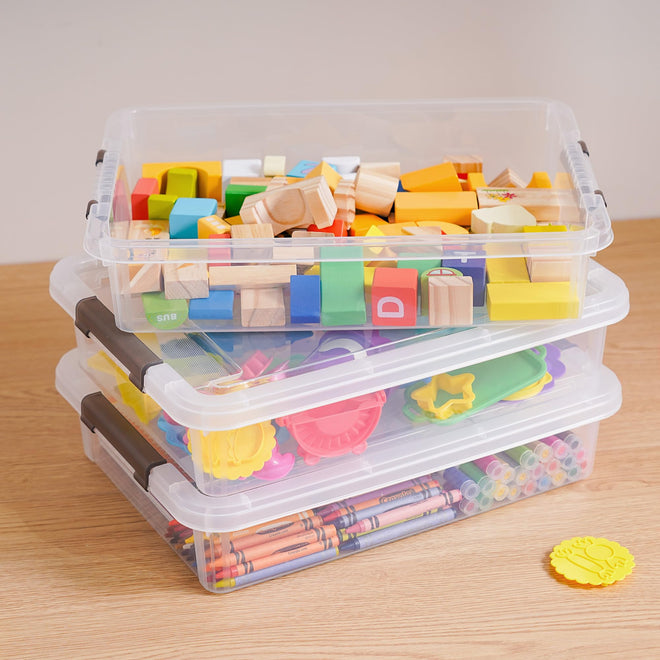 Citylife 3 PCS Plastic Storage Bins with Latching Lids Clear File Box Portable Storage Containers for Organizing A4 Paper, Document, Scrapbook, 14.65" x 10.43" x 2.87" 🍁 All In One Marketplace Canada