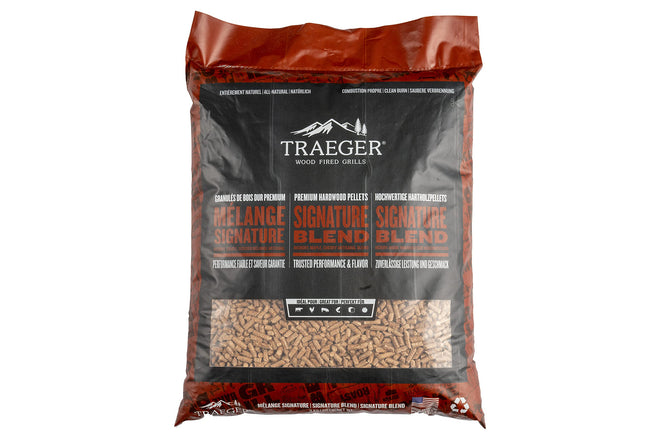 Traeger Grills Signature Blend 100% All-Natural Wood Pellets for Smokers and Pellet Grills. BBQ, Bake, Roast, and Grill, 20 lb. Bag 🍁 All In One Marketplace Canada