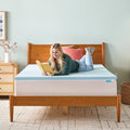 Linenspa 2 Inch Memory Foam Mattress Topper, Gel Infused RV Queen Mattress Topper, CertiPUR-US Certified Blue 🍁 All In One Marketplace Canada
