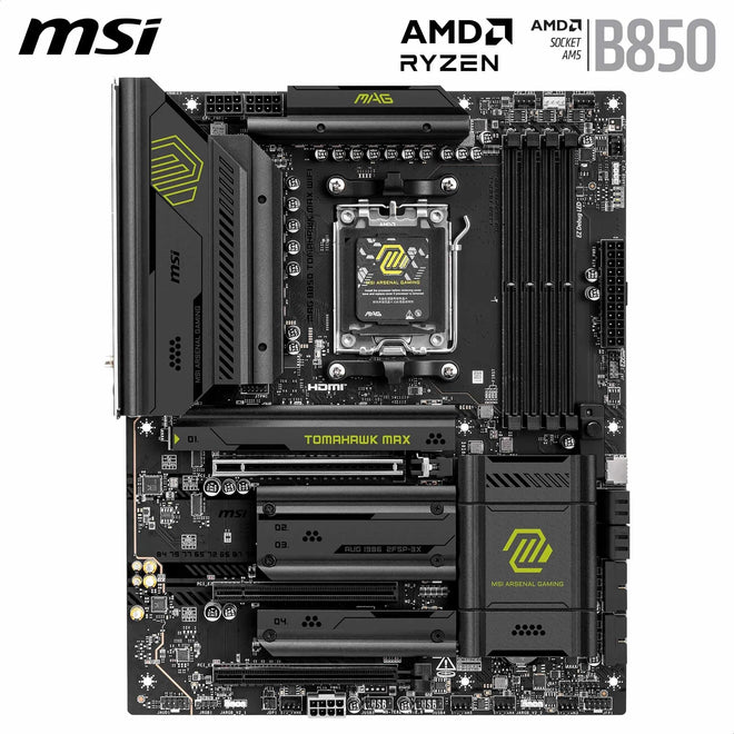 MSI MAG B850 Tomahawk MAX WiFi Gaming Motherboard (AMD Ryzen 9000/8000/7000 Series Processors, AM5, DDR5, PCIe 4.0, M.2, SATA 6Gb/s, USB 3.2 Gen 2, HDMI/DP, Wi-Fi 7, Bluetooth 5.3, 2.5Gbps LAN, ATX) 🍁 All In One Marketplace Canada