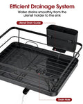 Sakugi Dish Drying Rack - Compact Dish Racks with Drain Board for Kitchen Counter, Durable Stainless Steel Dish Rack Used in Sink & on Countertop, Dark Black, Large 🍁 All In One Marketplace Canada