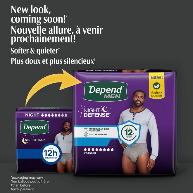 Depend Night Defense Adult Incontinence Underwear for Men, Disposable, Overnight, Large, Grey, 56 Count 🍁 All In One Marketplace Canada