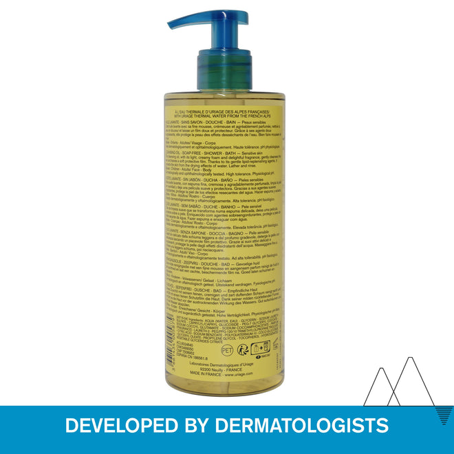 Uriage Cleansing Soothing Oil - Face & Body Daily Cleanser & Shower Oil With Glycerin & Ceramides - Whole Family Format, Babies, Children & Adults - Sensitive Skin - Soap-Free, Fragrance-Free - 500ml 🍁 All In One Marketplace Canada