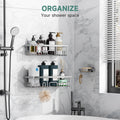 Veken Large Capacity Shower Caddy 3-Pack, No Drilling Adhesive Rack with Soap Holder, Rustproof & Waterproof Shelves, Bathroom Organizers and Storage, Wall-Mounted Kitchen & Home Decor, Silver 🍁 All In One Marketplace Canada