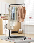 Sakugi Clothing Rack - Movable Multi-Functional Coat Rack with 4 Universal Wheels, Long-Lasting Metal Clothes Rack with Extra Storage Shelf for Bedroom, Office, Laundry(Black, 73W x 43.5D x 150H cm) 🍁 All In One Marketplace Canada