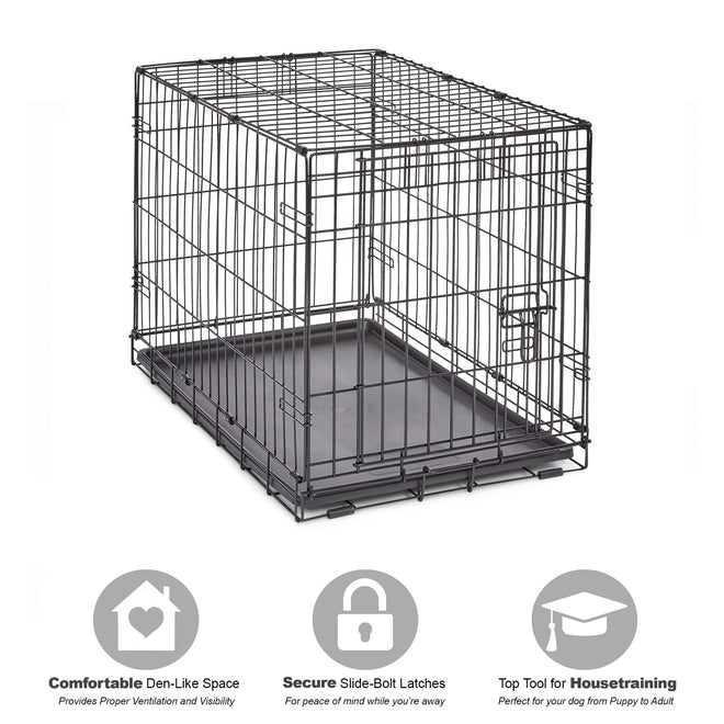 MidWest Homes for Pets 30-Inch New World Crate for Medium Breeds, 21-40 lbs, Single Door Folding Dog Crate, Leak-Proof Tray & Secure Latch, Portable, Durable & Easy to Assemble 🍁 All In One Marketplace Canada