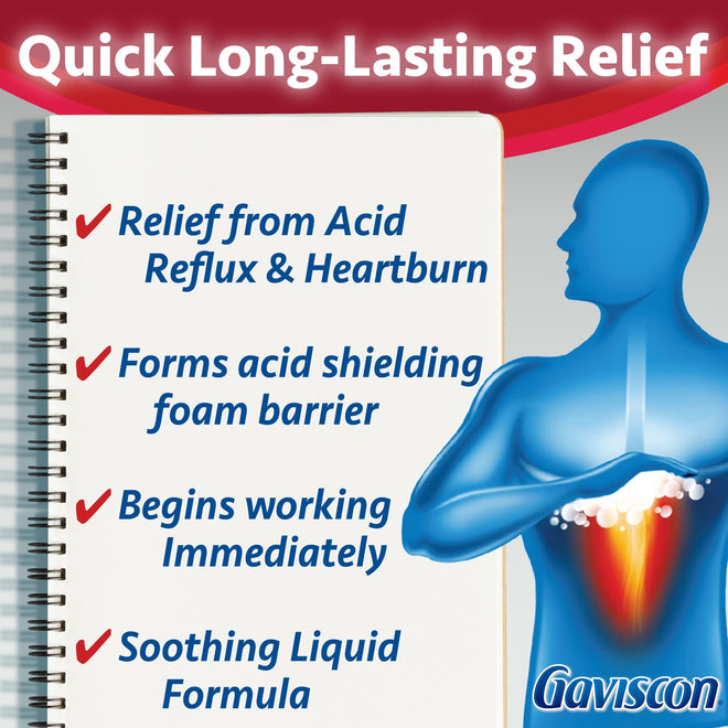 Gaviscon Liquid Extra Strength Antacid - 600 ml - Antacid Liquid for Day and Night Heartburn Relief, Acid Reflux and GERD Relief, Icy Mint- Free of Aluminum, Lactose and Gluten 🍁 All In One Marketplace Canada