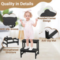 COSYLAND Bamboo Step Stool, Two Step Stools Toddler 300 lbs Capacity with Safety Non-Slip Pads, Bamboo Step Stool for Bathroom, Kitchen Dual Height Step Stools for Kids (Black) 🍁 All In One Marketplace Canada