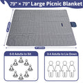 Extra Large Outdoor Picnic Blanket, 79"x79" Waterproof Picnic Mat, Sandproof Beach Blanket Portable Camping Blanket Lightweight for Park Beach Camping Courtyard (Dark Blue) 🍁 All In One Marketplace Canada