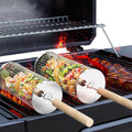 ivtivfu Rolling Grill Basket, Removable Wooden Handle, 304 Stainless Steel, Nesting Grilling Tools, Smoker BBQ Accessories for Vegetable, Outdoor Cooking Camping, Birthday Gifts for Men Dad Husband 🍁 All In One Marketplace Canada