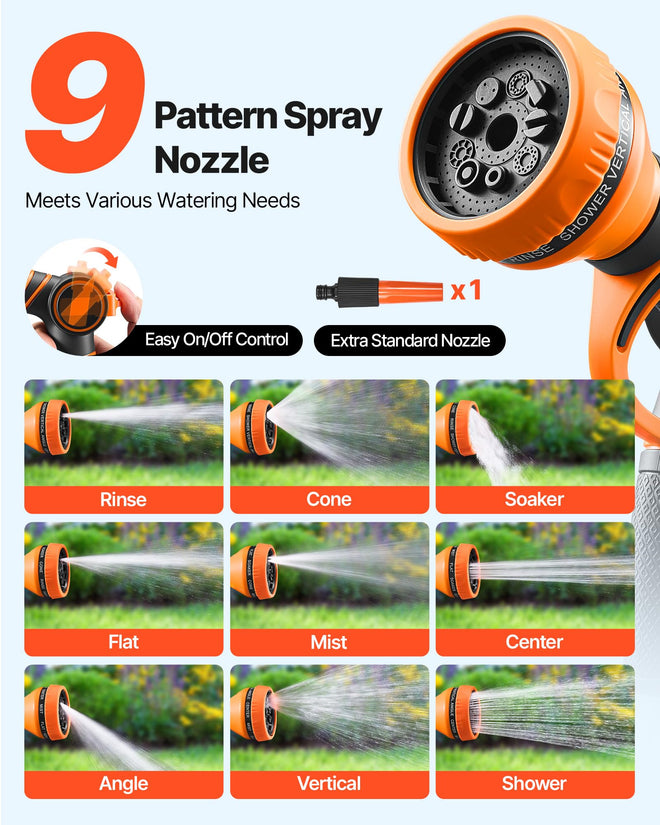 VEVOR Retractable Hose Reel, 115 ft x 1/2 inch, 180° Swivel Bracket Wall-Mounted, Garden Water Hose Reel with 9-Pattern Nozzle, Automatic Rewind, Lock at Any Length, and Slow Return System 🍁 All In One Marketplace Canada