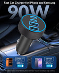iPhone 17 16 15 Car Charger Fast Charging, 90W 4-Port USB C Fast Car Charger Cigarette Lighter Adapter with 240W 3FT USB-C Cable for iPhone 17/Air/17 Pro/17e/16/15 Pro Max/Plus/16e, iPad, Android 🍁 All In One Marketplace Canada