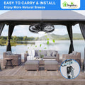 Depuley Outdoor Ceiling Fan with Light: 20 Inch Waterproof Gazebo Fans with Lights Outdoor Hanging - Plug in Remote App Control Caged Fans for Patios Pergola Porch Canopy - 6 Speed Black 🍁 All In One Marketplace Canada
