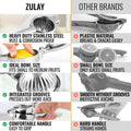 Zulay Large Lemon Squeezer Stainless Steel - Easy Squeeze Manual Heavy Duty Lemon Juicer Hand Press - Ergonomic Citrus Squeezer & Fruit Juicer for Small Oranges, Lemons, & Limes - Stainless Steel 🍁 All In One Marketplace Canada