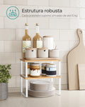 SONGMICS Cabinet Organizer Shelf, Set of 2 Kitchen Counter Shelves, Kitchen Storage, Spice Rack, Stackable, Expandable, Metal and Engineered Wood, Cloud White and Natural Beige UKCS02NW 🍁 All In One Marketplace Canada