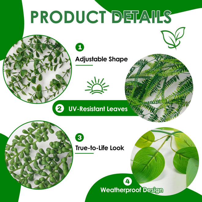 Der Rose 4Pcs Fake Plants, Artificial Plants Fake Hanging Plants for Boho Home Bathroom Bedroom Living Room Office Wall Shelf Decor Indoor Outdoor 🍁 All In One Marketplace Canada