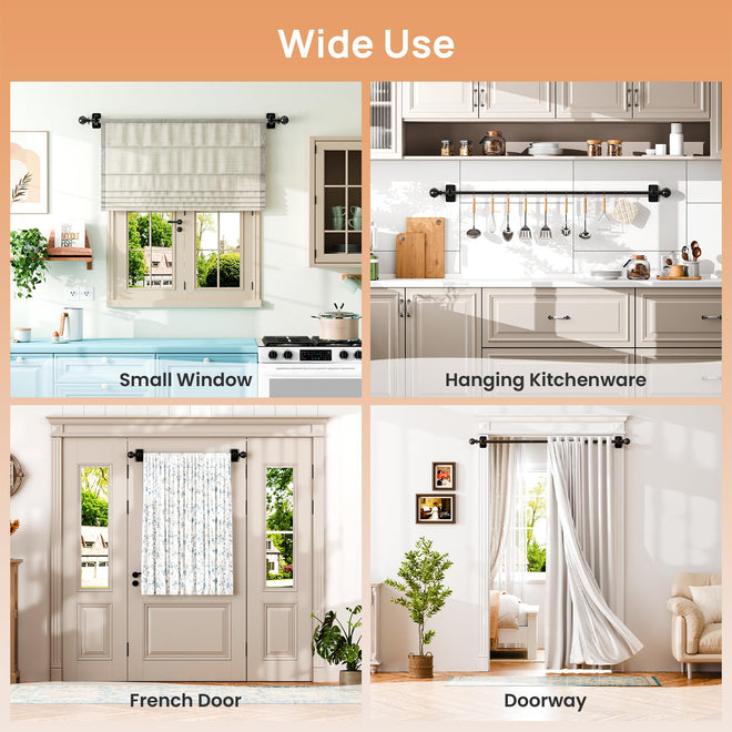 upsimples No Drill Curtain Rods for Window 28 to 48 Inches, 5/8 Inch Diameter Renter Friendly Drapery Rod with Adhesive Brackets without Drilling, Adjustable from 27 to 52 Inches, Black 🍁 All In One Marketplace Canada