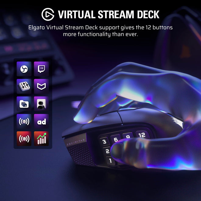 CORSAIR Scimitar Elite Wireless SE MMO PC Gaming Mouse – 33,000 DPI, 16 Programmable Buttons, Key Slider, Elgato Virtual Stream Deck, 1,000Hz Polling, Up to 150-Hour Battery – Gunmetal 🍁 All In One Marketplace Canada