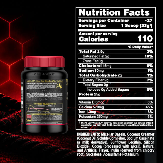 ALLMAX CASEIN-FX Casein Protein Powder, Chocolate, 2 lb, 27 Servings 🍁 All In One Marketplace Canada