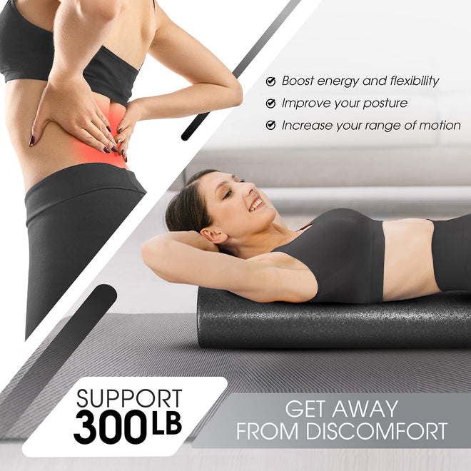 Yes4All EPP Exercise Foam Roller – Extra Firm High Density Foam Roller – Best for Flexibility and Exercises (36 inch, Black) 🍁 All In One Marketplace Canada