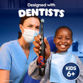 Oral-B iO Kids Limited Rechargeable Electric Powered Toothbrush, Spiderman with 1 Gentle Care Brush Head - Automatic Pressure Sensor to Protect Gums - 3 Cleaning Settings - 2 Min Music Timer - Travel Case - 28 Day Battery Life