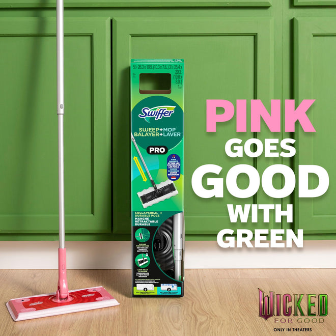 Swiffer Sweep and Mop Pro, 2-in-1 Floor Mopping , Multi-Surface Kit for Floor Cleaning, 5 Heavy Duty Dry Sweeping Cloths, 3 Heavy Duty Wet Mopping Cloths, Includes 1 Sweeper Device 🍁 All In One Marketplace Canada