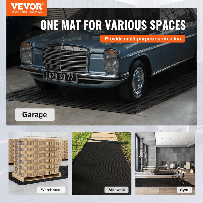 VEVOR Diamond-Plate Rubber Flooring Roll, 3 mm x 4 ft x 8 ft Garage Floor Mat, SBR Rubber Flooring Roll, Easy to Clean, Diamond Plate Mat for Under Cars, Garage Industry Gym, Black 🍁 All In One Marketplace Canada