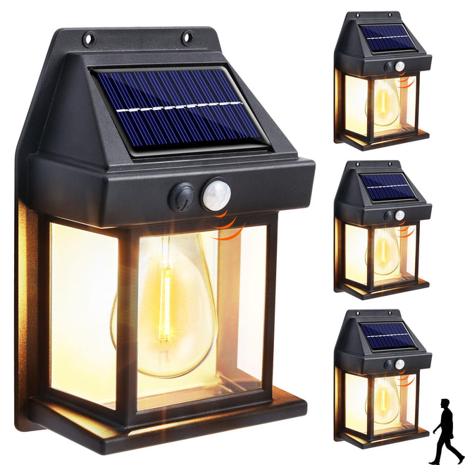 Joomer Solar Wall Lights Outdoor 4PACK, Dusk to Dawn Porch Lights Fixture, Waterproof Exterior Lighting with Clear Panel for Entryway Front Door, Solar Wall Lantern with 3 Modes & Motion Sensor 🍁 All In One Marketplace Canada