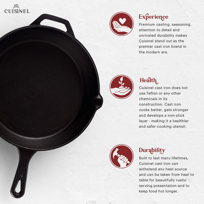 Cast Iron Skillet - 12"-Inch Frying Pan with Assist Handle and Pour Spots + Silicone Grip Cover - Pre-Seasoned Oven Safe Cookware - Indoor/Outdoor Use - Grill, Stovetop, Induction and Firepit Safe 🍁 All In One Marketplace Canada