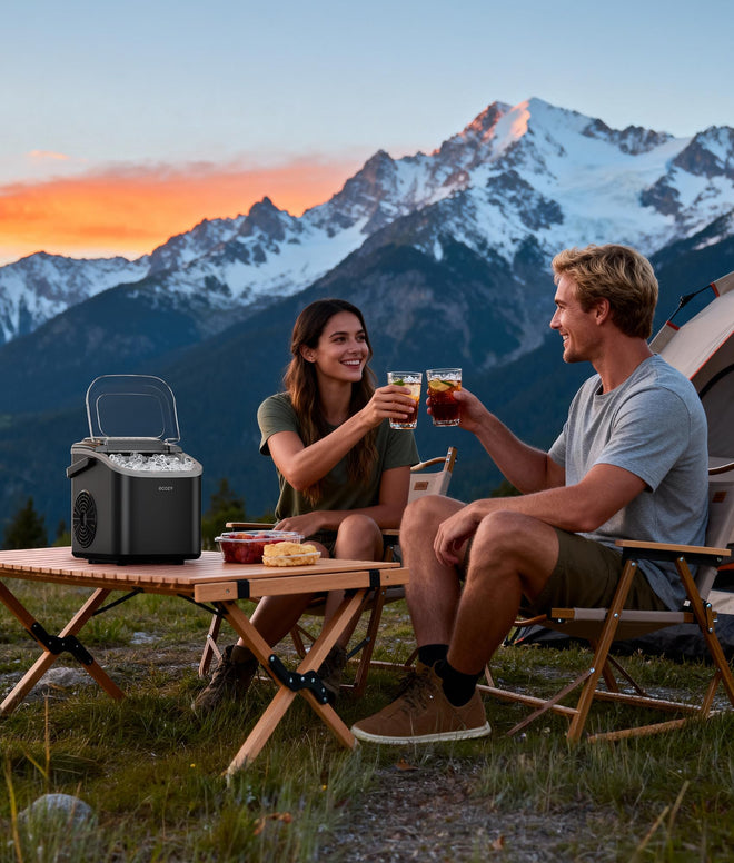 ecozy Portable Ice Makers Countertop, 8 Cubes in 6 Mins, 26lbs/Day, Bullet Ice Maker Machine with 2 Ice Sizes, Self-Cleaning Ice Maker with Carry Handle for Home/Kitchen/Party/Travel - 2026 Version 🍁 All In One Marketplace Canada