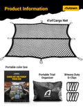 AUTOWN Cargo Net for Pickup Truck Bed - Stretchable 4'x4' to 7'x7', High Elastic Fine Mesh 1''x1'' with 8 Metal Carabiners - Ideal for ATV, SUV, UTV, Truck and Boat Use (Single Layer) 🍁 All In One Marketplace Canada