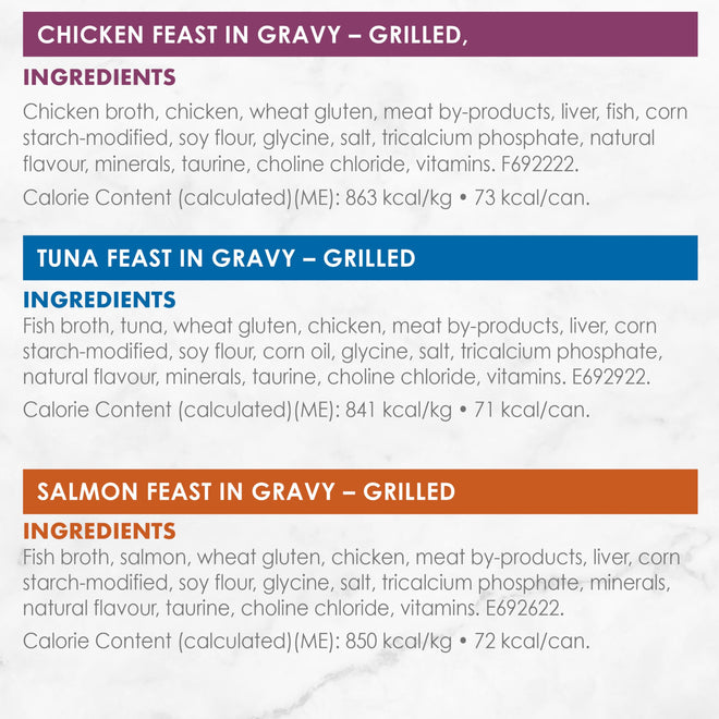 Fancy Feast Grilled Wet Cat Food, in Gravy Variety Pack 3 Flavours - 85 g Can (24 Pack) 🍁 All In One Marketplace Canada
