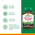 Jamieson Wild Salmon & Fish Oil 1,000 mg, No Fishy Aftertaste, Supports Heart Health and Brain Health. With Wild Alaskan Salmon, EPA, and DHA, Non-GMO, Gluten-Free, Proudly Canadian, 210 Softgels 🍁 All In One Marketplace Canada