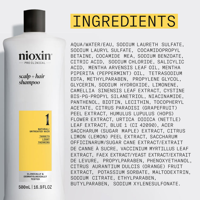 Nioxin System 1 Scalp + Hair Thickening Shampoo | For Natural Hair with Light Thinning | Strengthen Against Breakage with Niacinamide & Biotin | 16.9 Fl Oz 🍁 All In One Marketplace Canada