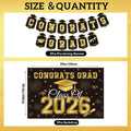 Graduation Decorations 2026 Black Gold 35PCS, Pre-Strung Congrats Grad Banner, Class of 2026 Backdrop, Balloons, Hanging Swirls, Graduation Party Decorations,PRE-ASSEMBLED 🍁 All In One Marketplace Canada