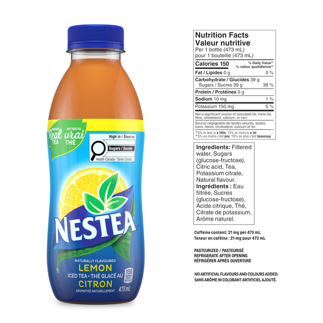 Nestea Naturally Flavoured, Lemon Iced Tea, 473mL, 12 Count 🍁 All In One Marketplace Canada