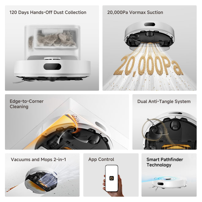 DREAME D20 Air Plus Robot Vacuums and mop, 20,000Pa Suction, Self-Emptying 🍁 All In One Marketplace Canada