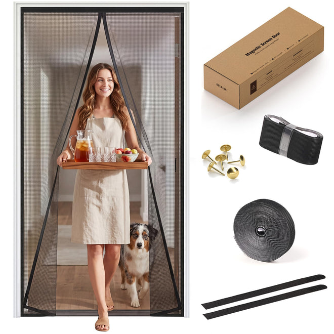 Magnetic Screen Door 34"W x 82"H, Fits Door Size to 32"W x 80"H, Heavy Duty Fiberglass Moustiquaire Magnétique, Screen Mesh with Automatic Block Closure, Walk Through Easily for Kids Pets 🍁 All In One Marketplace Canada